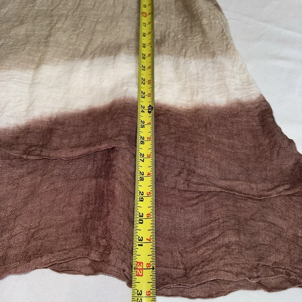 Camille & Co. Brown Beige White Striped Linen Sleeveless Swim Cover Women's‎ L